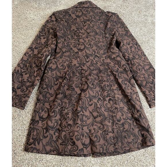 CHRISTINE ALEXANDER Black Crystal Trench Jacket Brown Swirl Size Medium - Picture 3 of 8